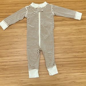 COPY - Quincy Mae Zip Long Sleeve Sleeper - organic cotton - cocoa strip - 6-12…